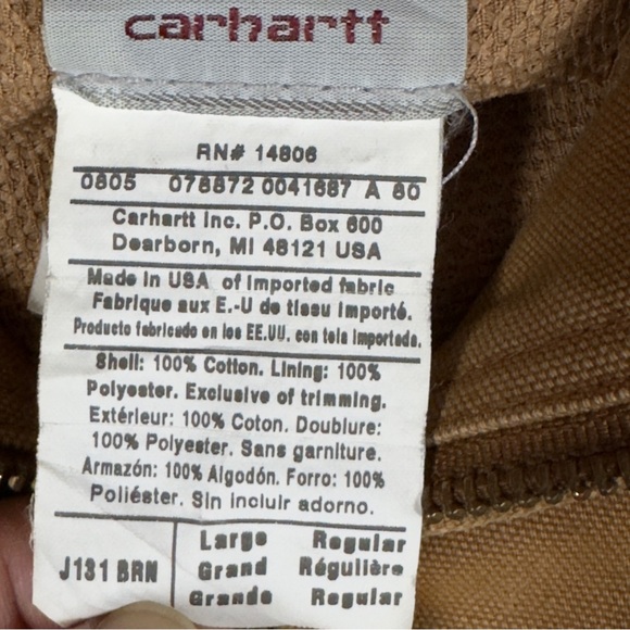 Carhartt Men’s Brown Hooded Jacket Size Large Workwear - Picture 4 of 11